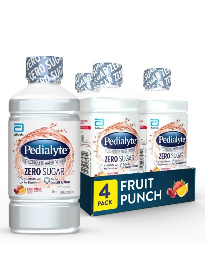 Pedialyte ماء إلكتروليتي مع صفر سكر | ترطيب مع إلكتروليتات أساسية | ترطيب رائع منخفض السعرات الحرارية | نكهة فواكه، 1 لتر، عبوة من 4 - Image 1